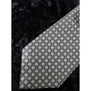 Via Europa Fine Neckwear Neck Tie Mens Green White Squares Career Wear